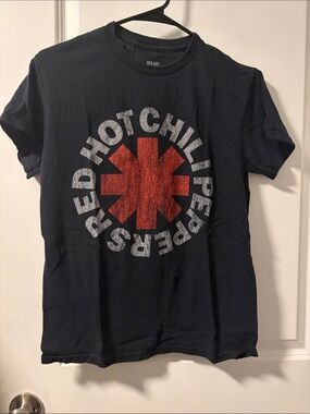 Red Hot Chili Peppers Logo Tee - Black with Red Emblem